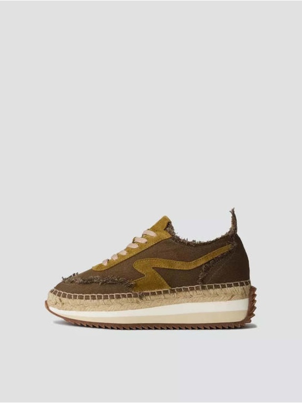 rag & bone Brown and Mustard Frayed platform Espadrille Runner
